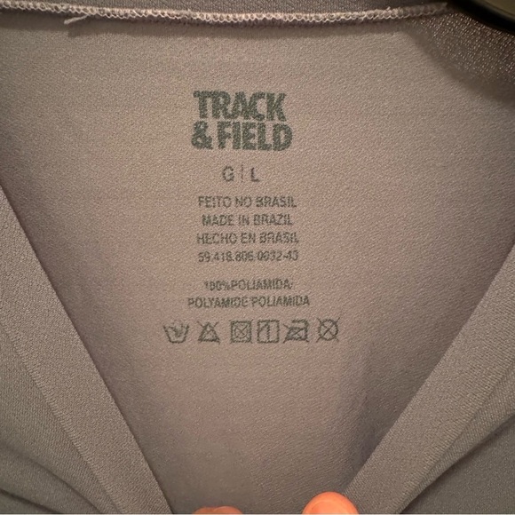 Track & Field Men's T-Shirt Size L Gray/Blue Print Short Sleeve Athletic Tee - Picture 4 of 9